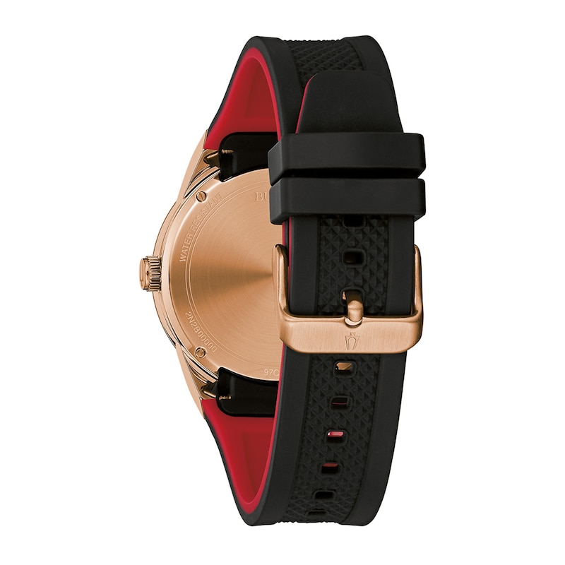 Men's Bulova Millennia Black IP and Rose-Tone Strap Watch with Black Dial (Model: 97C112)|Peoples Jewellers