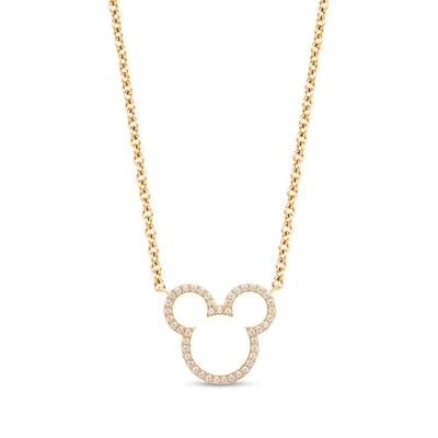 Disney Treasures Mickey Mouse 0.145 CT. T.W. Diamond Ears Silhouette Necklace in 10K Gold