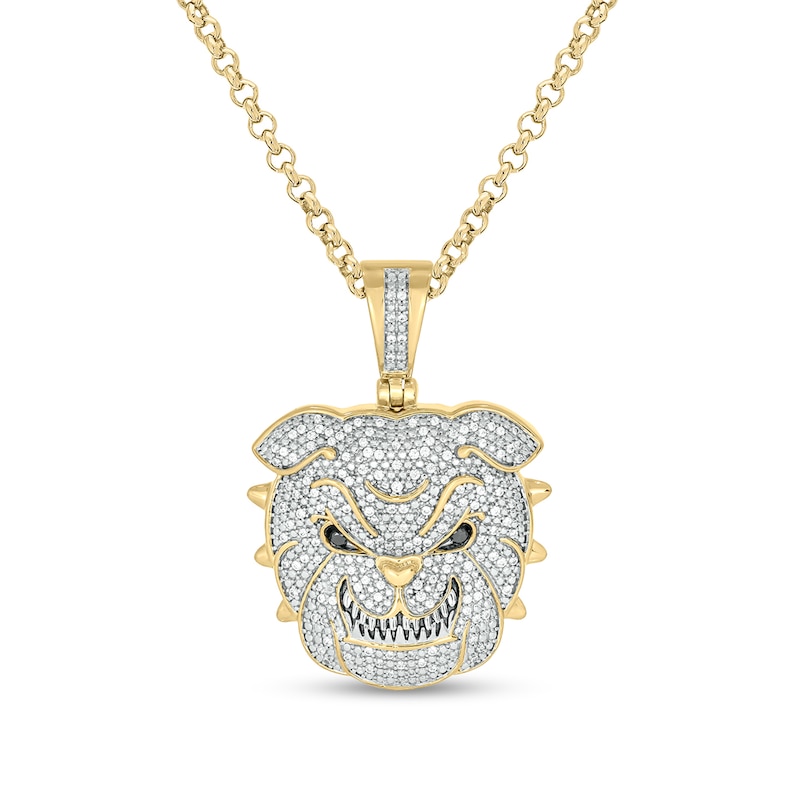 Men's 0.46 CT. T.W. Diamond Bulldog Pendant in Sterling Silver with 14K Gold Plate|Peoples Jewellers
