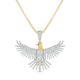 Men's 0.97 CT. T.W. Diamond Eagle Pendant in Sterling Silver with 14K Gold Plate