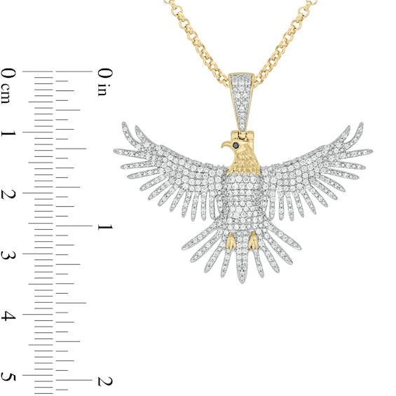 Men's 0.97 CT. T.W. Diamond Eagle Pendant in Sterling Silver with 14K Gold Plate