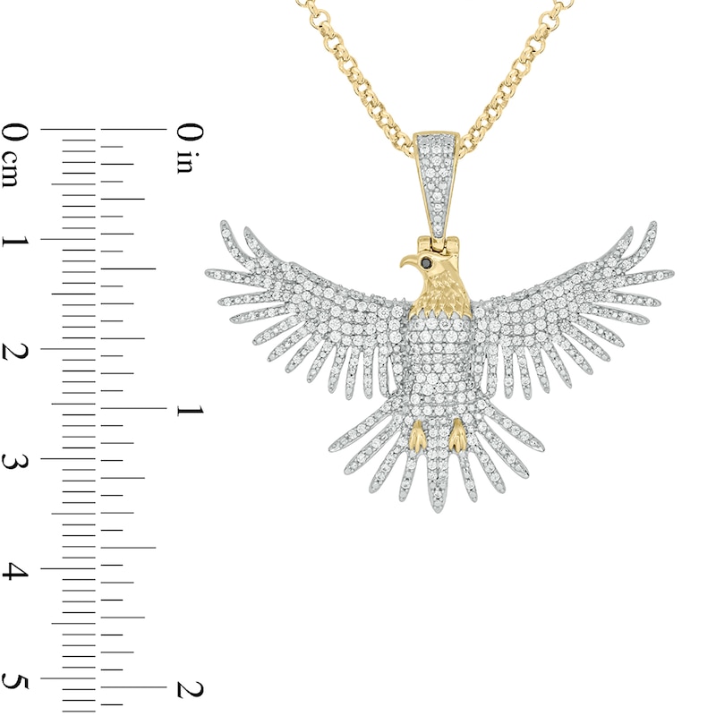 Men's 0.97 CT. T.W. Diamond Eagle Pendant in Sterling Silver with 14K Gold Plate|Peoples Jewellers