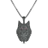 Men's 0.95 CT. T.W. Black Diamond and Lab-Created Ruby Wolf's Head Pendant in Sterling Silver with Black Rhodium