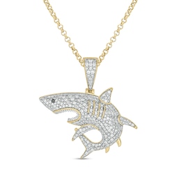 Men's 0.45 CT. T.W. Diamond Shark Pendant in Sterling Silver with 14K Gold Plate