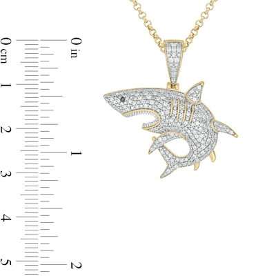 Men's 0.45 CT. T.W. Diamond Shark Pendant in Sterling Silver with 14K Gold Plate