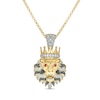 Thumbnail Image 0 of Men's 0.96 CT. T.W. Diamond and Lab-Created Ruby Lion's Head with Crown Pendant in Sterling Silver with 14K Gold Plate