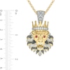 Thumbnail Image 1 of Men's 0.96 CT. T.W. Diamond and Lab-Created Ruby Lion's Head with Crown Pendant in Sterling Silver with 14K Gold Plate