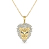 Men's 0.95 CT. T.W. Black and White Diamond Lion's Head Pendant in Sterling Silver with 14K Gold Plate