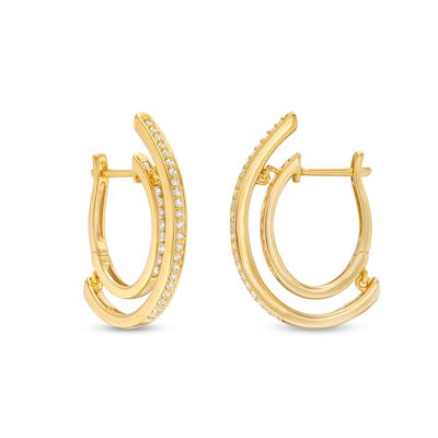 Unstoppable Love™ 0.50 CT. T.W. Diamond Line Illusion Hoop Earrings in 10K Gold