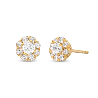 CT. T.W. Multi-Diamond Flower Stud Earrings in 10K Gold