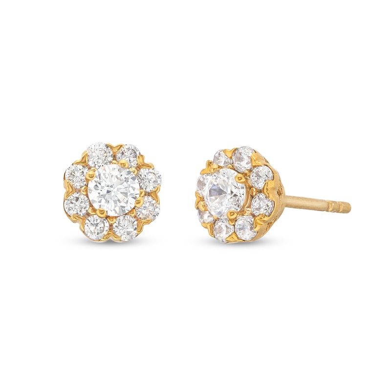 Main Image 1 of 1.50 CT. T.W. Multi-Diamond Flower Stud Earrings in 10K Gold