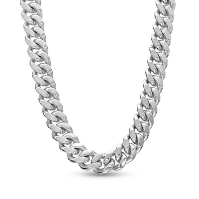 Men's Diamond-Cut 9.02mm Curb Chain Necklace in Solid Sterling Silver  - 22"