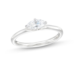 0.48 CT. Marquise Diamond Sideways Solitaire Ring in 14K White Gold (I/I2)