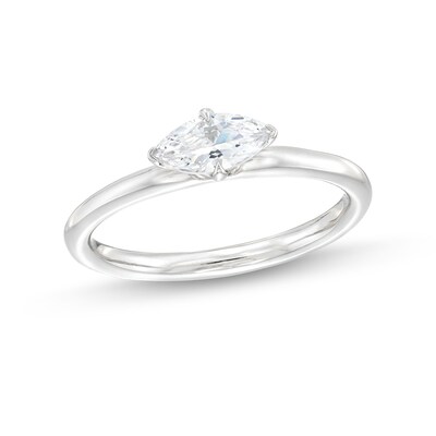 0.48 CT. Marquise Diamond Sideways Solitaire Ring in 14K White Gold (I/I2)