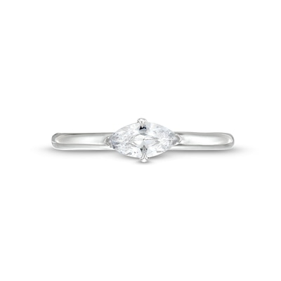 0.48 CT. Marquise Diamond Sideways Solitaire Ring in 14K White Gold (I/I2)