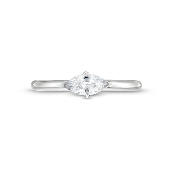 0.48 CT. Marquise Diamond Sideways Solitaire Ring in 14K White Gold (I/I2)