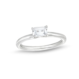 0.48 CT. Emerald-Cut Diamond Sideways Solitaire Ring in 14K White Gold (I/I2)