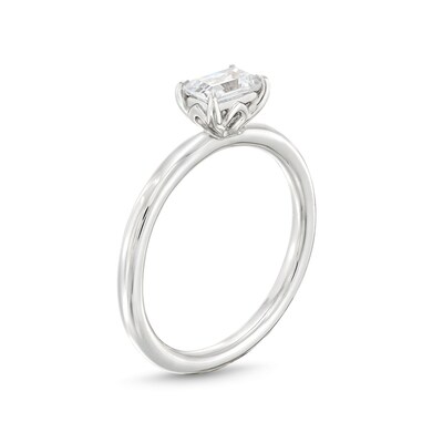 0.48 CT. Emerald-Cut Diamond Sideways Solitaire Ring in 14K White Gold (I/I2)