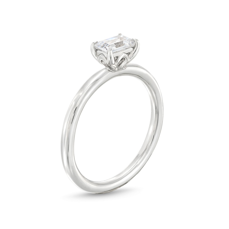 0.48 CT. Emerald-Cut Diamond Sideways Solitaire Ring in 14K White Gold (I/I2)|Peoples Jewellers