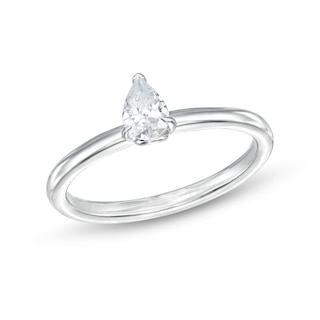 0.48 CT. Pear-Shaped Diamond Solitaire Ring in 14K White Gold (I/I2)