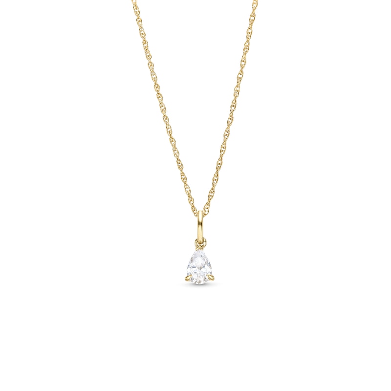 Main Image 1 of 0.48 CT. Pear-Shaped Diamond Solitaire Pendant in 14K Gold (I/I2)