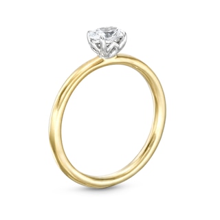 0.48 CT. Oval Diamond Sideways Solitaire Ring in 14K Two-Tone Gold (I/I2)