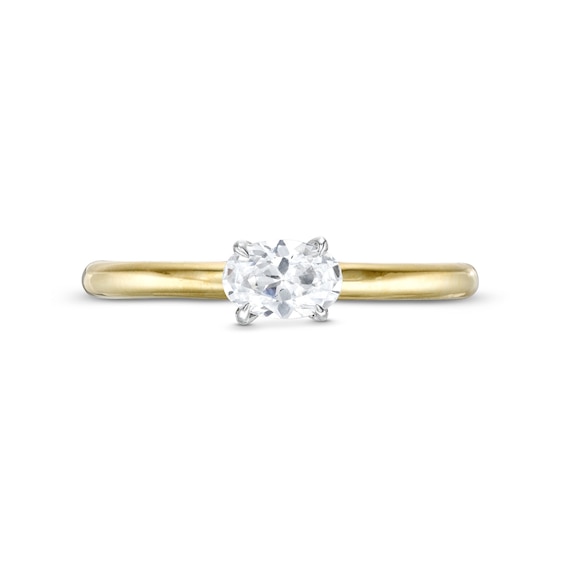 0.48 CT. Oval Diamond Sideways Solitaire Ring in 14K Two-Tone Gold (I/I2)