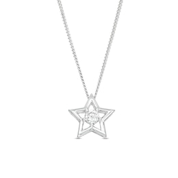 0.10 CT. Canadian Certified Diamond Solitaire Star Pendant in Sterling Silver (I/I2) - 17&quot;