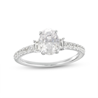 1.25 CT. T.W. Oval Certified Lab-Created Diamond Collar Engagement Ring in 14K White Gold (F/SI2)