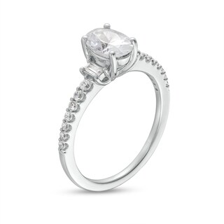 1.25 CT. T.W. Oval Certified Lab-Created Diamond Collar Engagement Ring in 14K White Gold (F/SI2)