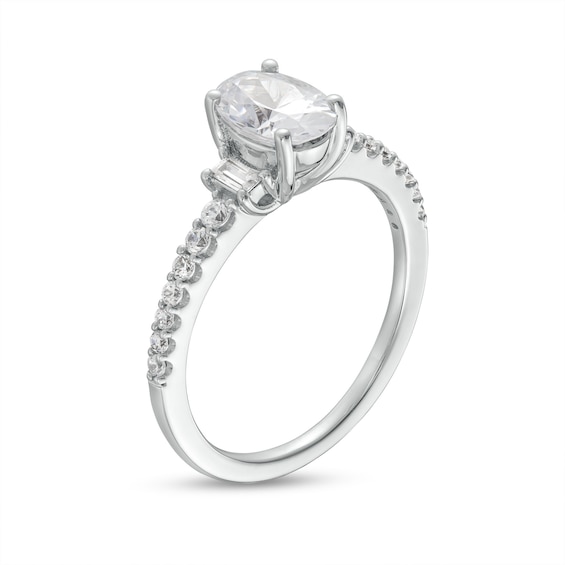 1.25 CT. T.W. Oval Certified Lab-Created Diamond Collar Engagement Ring in 14K White Gold (F/SI2)