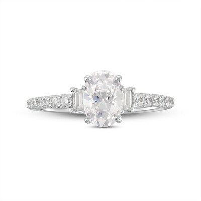 1.25 CT. T.W. Oval Certified Lab-Created Diamond Collar Engagement Ring in 14K White Gold (F/SI2)