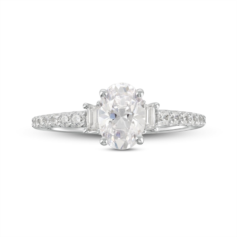 1.25 CT. T.W. Oval Certified Lab-Created Diamond Collar Engagement Ring in 14K White Gold (F/SI2)|Peoples Jewellers