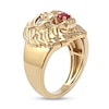 Thumbnail Image 1 of Men's Lab-Created Ruby and Diamond Accent Lion's Head Ring in 10K Gold