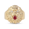 Thumbnail Image 2 of Men's Lab-Created Ruby and Diamond Accent Lion's Head Ring in 10K Gold