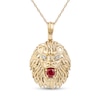 Men's Lab-Created Ruby and Diamond Accent Lion's Head Pendant in 10K Gold - 22"