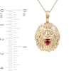 Thumbnail Image 4 of Men's Lab-Created Ruby and Diamond Accent Lion's Head Pendant in 10K Gold - 22"