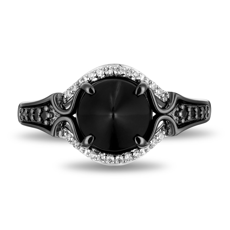 Enchanted Disney Villains Maleficent Onyx and 0.145 CT. T.W. Black and White Diamond Ring in Black Sterling Silver