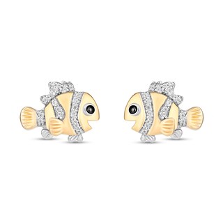 Disney Treasures Finding Nemo 0.065 CT. T.W. Diamond Stud Earrings in Sterling Silver and 10K Gold