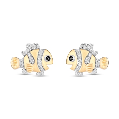 Disney Treasures Finding Nemo 0.065 CT. T.W. Diamond Stud Earrings in Sterling Silver and 10K Gold