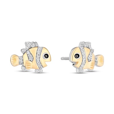 Disney Treasures Finding Nemo 0.065 CT. T.W. Diamond Stud Earrings in Sterling Silver and 10K Gold