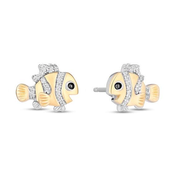 Disney Treasures Finding Nemo 0.065 CT. T.W. Diamond Stud Earrings in Sterling Silver and 10K Gold