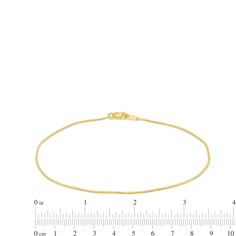 0.85mm Wheat Chain Anklet in Solid 10K Gold - 10"|Peoples Jewellers