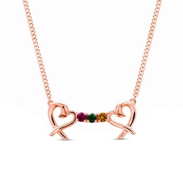 Gemstone Ribbon Hearts Necklace (1-3 Stones)