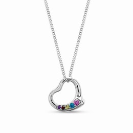 Gemstone Tilted Heart Pendant (3-5 Stones)