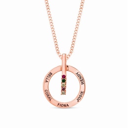 Gemstone Bar Engravable Circle Pendant (2-5 Stones and Lines)