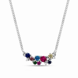 Gemstone and Diamond Accent Cluster Necklace (3-8 Stones)