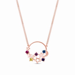 Gemstone Stars and Moon Circle Necklace (3-5 Stones)