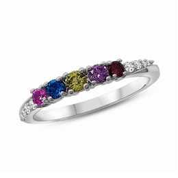 Gemstone and 0.07 CT. T.W. Diamond Ring (1-5 Stones)