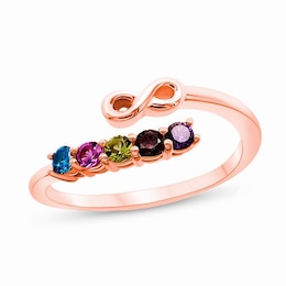 Gemstone and Infinity Symbol Open Wrap Ring (2-5 Stones)